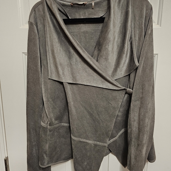 Soft Surroundings Faux Suede Microfiber Wrap Style Jacket Coat XL Gray - Picture 7 of 9